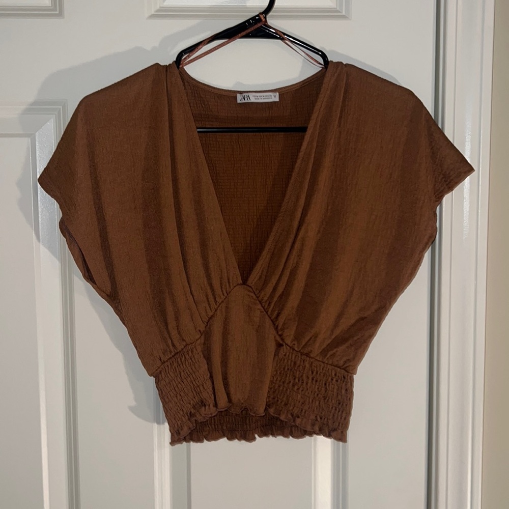 Rust color Zara low cut crop top size M